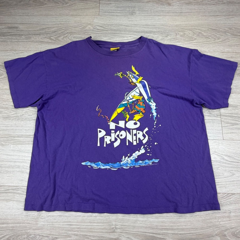 Vintage 1994 Duck Head No Prisoners Surfing T-Shirt Single Stitch XL Made in USA
